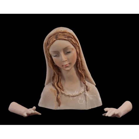 Virgen plana con manto 30 cms en resina italiana