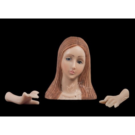 Virgen pelo liso 35 cms en resina italiana