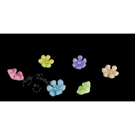 Flores miosotis perla aplique diversos colores en porcelanicron