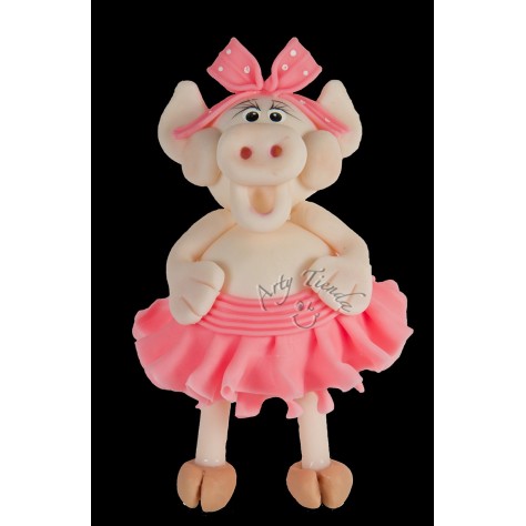 Aplique cerdita en porcelanicron