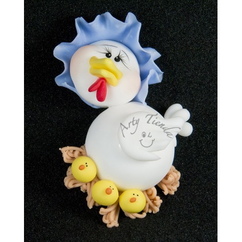 Aplique gallina en porcelanicron