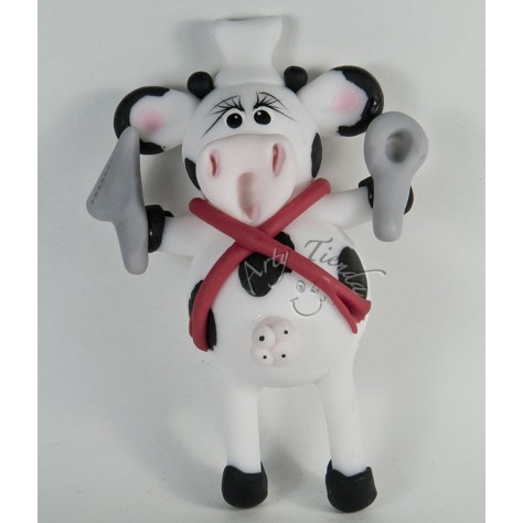 Aplique vaca cocinera en porcelanicron