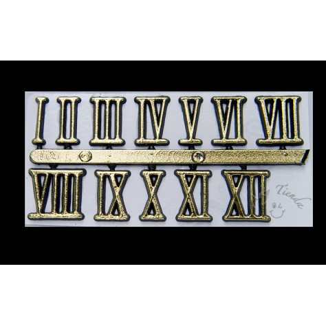 Números romanos dorados pequeños