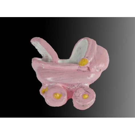 Coche aplique en porcelanicron, azul y rosado