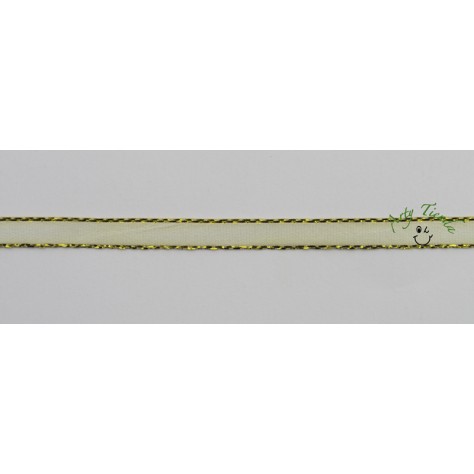 Cinta marfil borde dorado de 8 mm