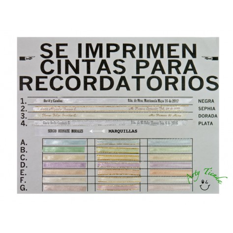 Mostrario de las cintas para timbrar