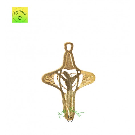 Aureola cruz en lámina de bronce.