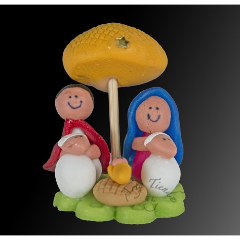 Nacimiento en porcelanicron miniatura base sombrilla