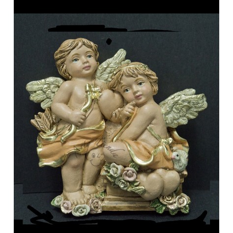 Angel cupido por dos aplique en fibromadera