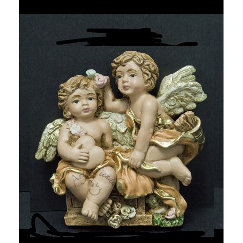 Angel cupido por dos aplique en fibromadera