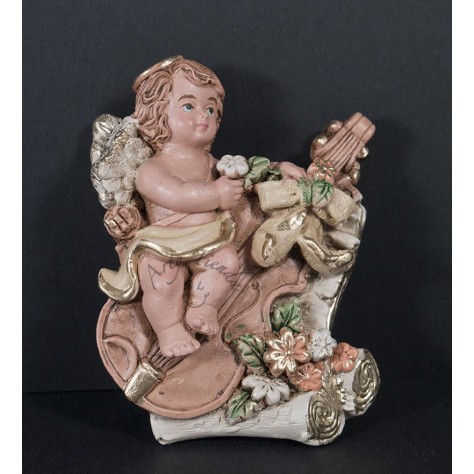 Angel musical aplique pequeño en fibromadera