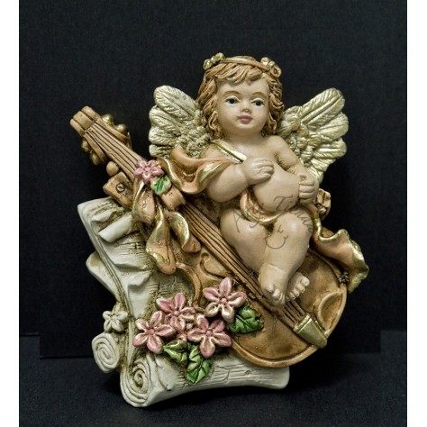Angel musical aplique pequeño en fibromadera