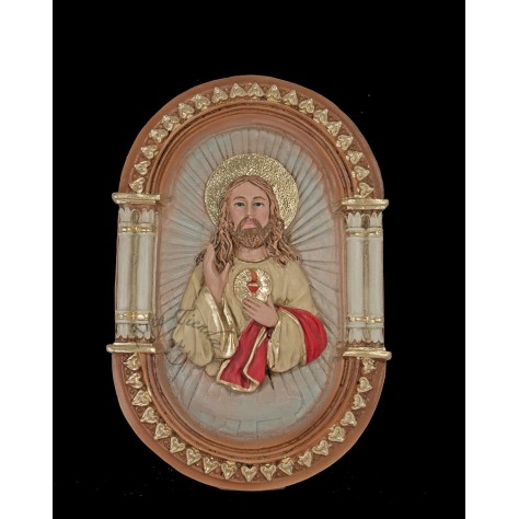 Sagrado corazón de Jesús en placa aplique en fibromadera