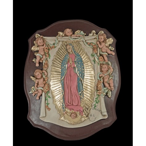 Virgen Guadalupe placa aplique en fibromadera