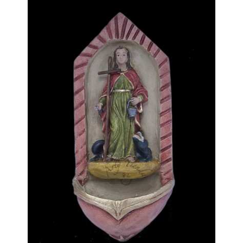 Virgen Santa Martha pila aplique en fibromadera