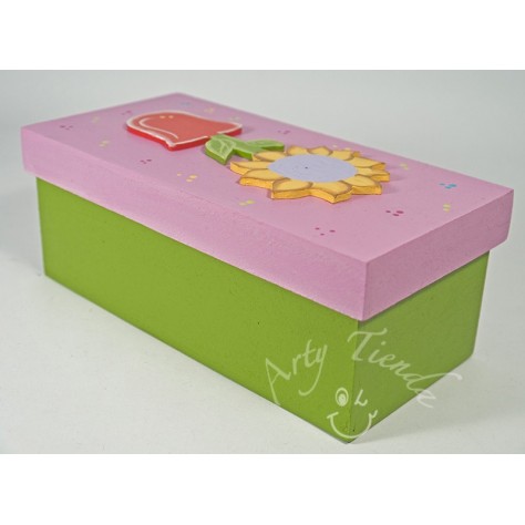 Country caja con tapa en MDF en diferentes colores y motivos