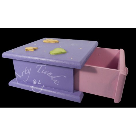 Country caja con cajón MDF en colores y motivos variados